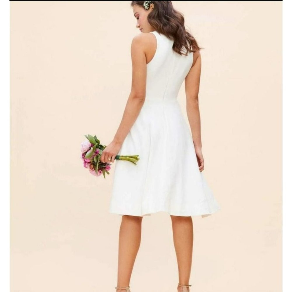 Dress the Population Catalina Fit & Flare Cocktail Dress in Off White Size Mediu
